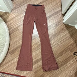 Nike Rust Brown Flared Leggings with Black Waistband